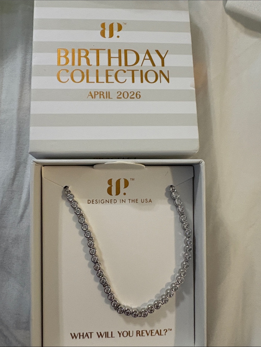 bp Silver Tennis Necklace with Clear Stones